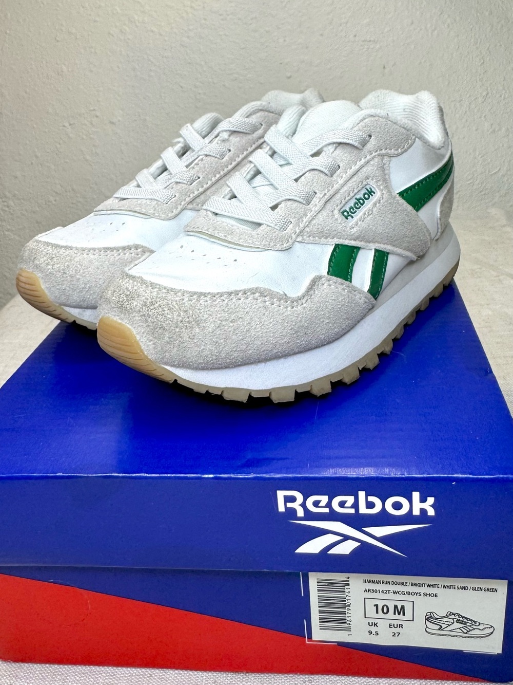 Reebok Kids Retro Runner in White and Green
